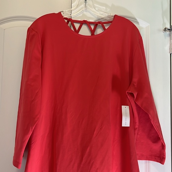 NY & Co Coral Red BodyCon Dress- size XXLarge - Picture 2 of 7